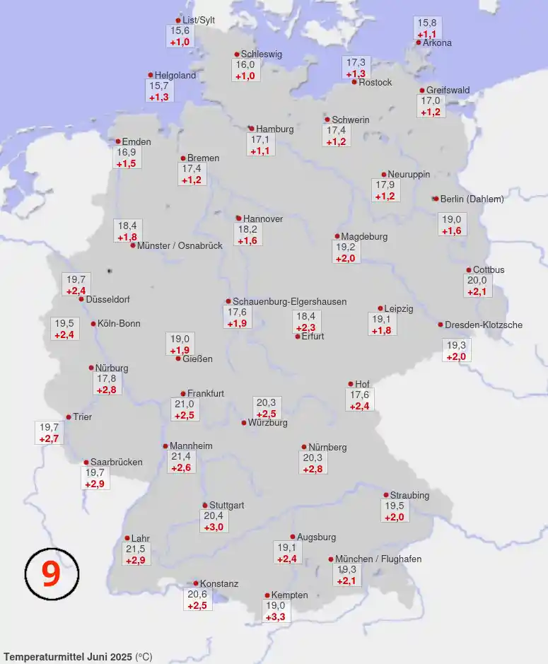 temperaturemittel juni 2025